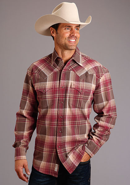 Stetson Brushed Twill Flannel Long Sleeve Snap Front Western Shirt , - Men's Western Shirts | Spur Western Wear