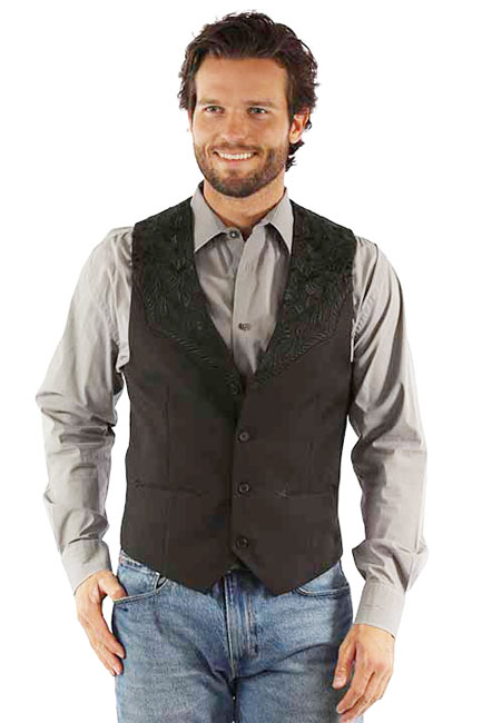 Scully Black Embroidered Vest  - Men's Western Vests and Jackets | Spur Western Wear