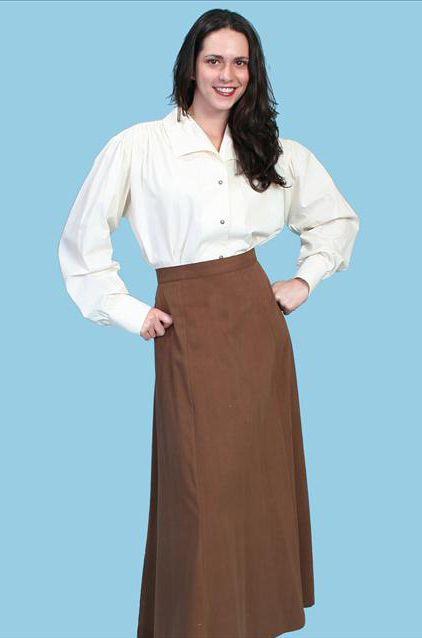 Scully Brown Twill  Gibson Girl Skirt