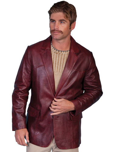 Scully Italian Leather Blazer - Black Cherry - Men's Leather Western Vests and Jackets | Spur Western Wear